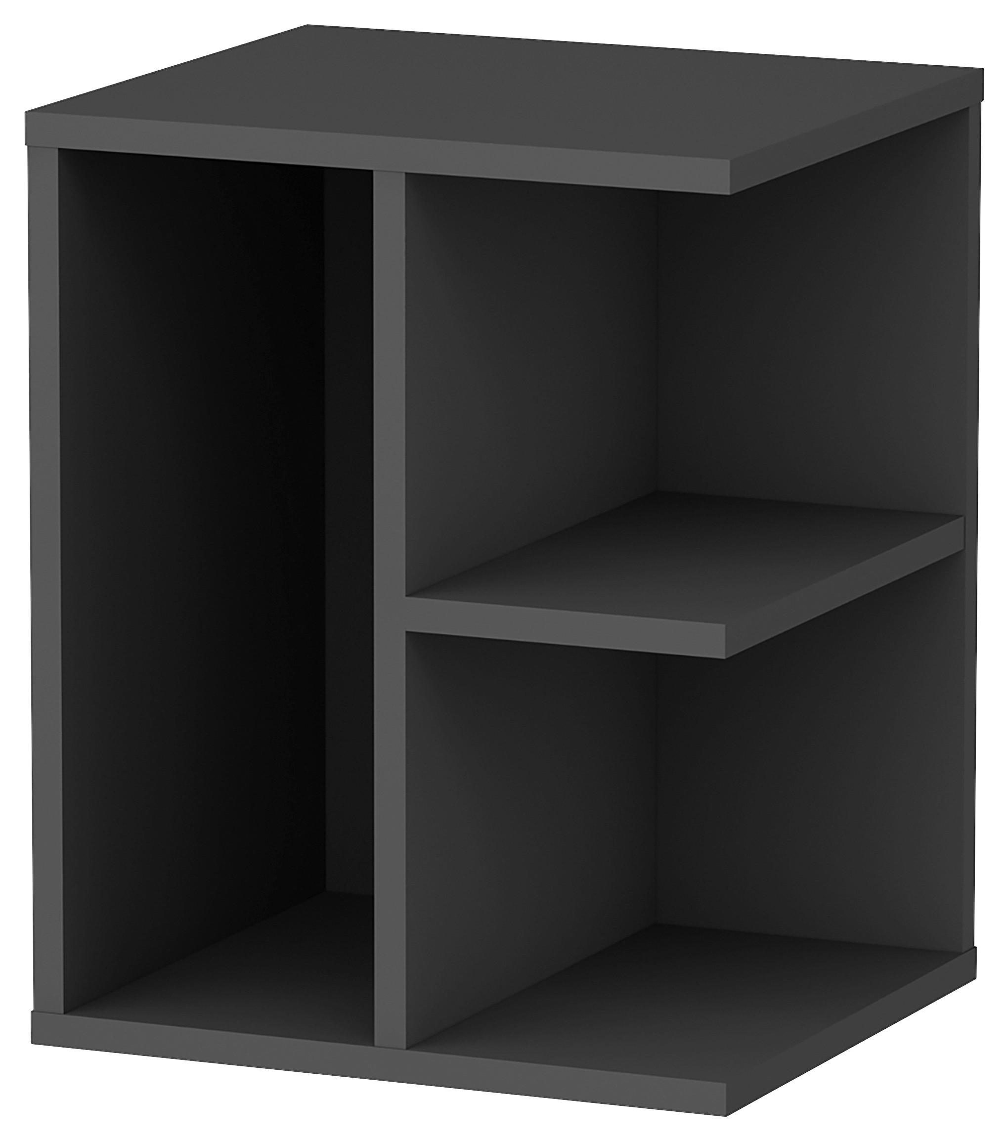 Nachtkästchen, Anthrazit, Walnuss Dekor, H: 50 cm,