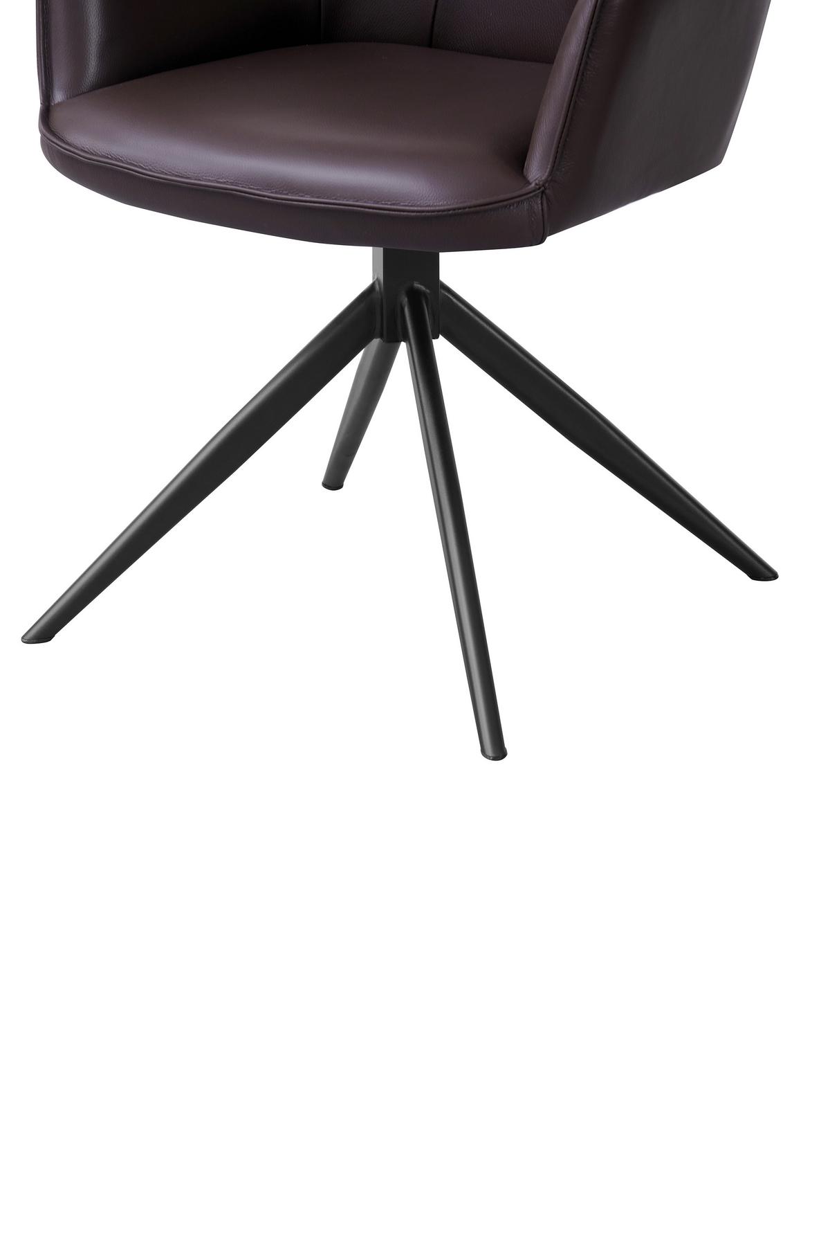 Armlehnstuhl Adriana Echleder braun, B: 57cm - Schwarz/Braun, MODERN, Leder/Holz (57/87/62cm)