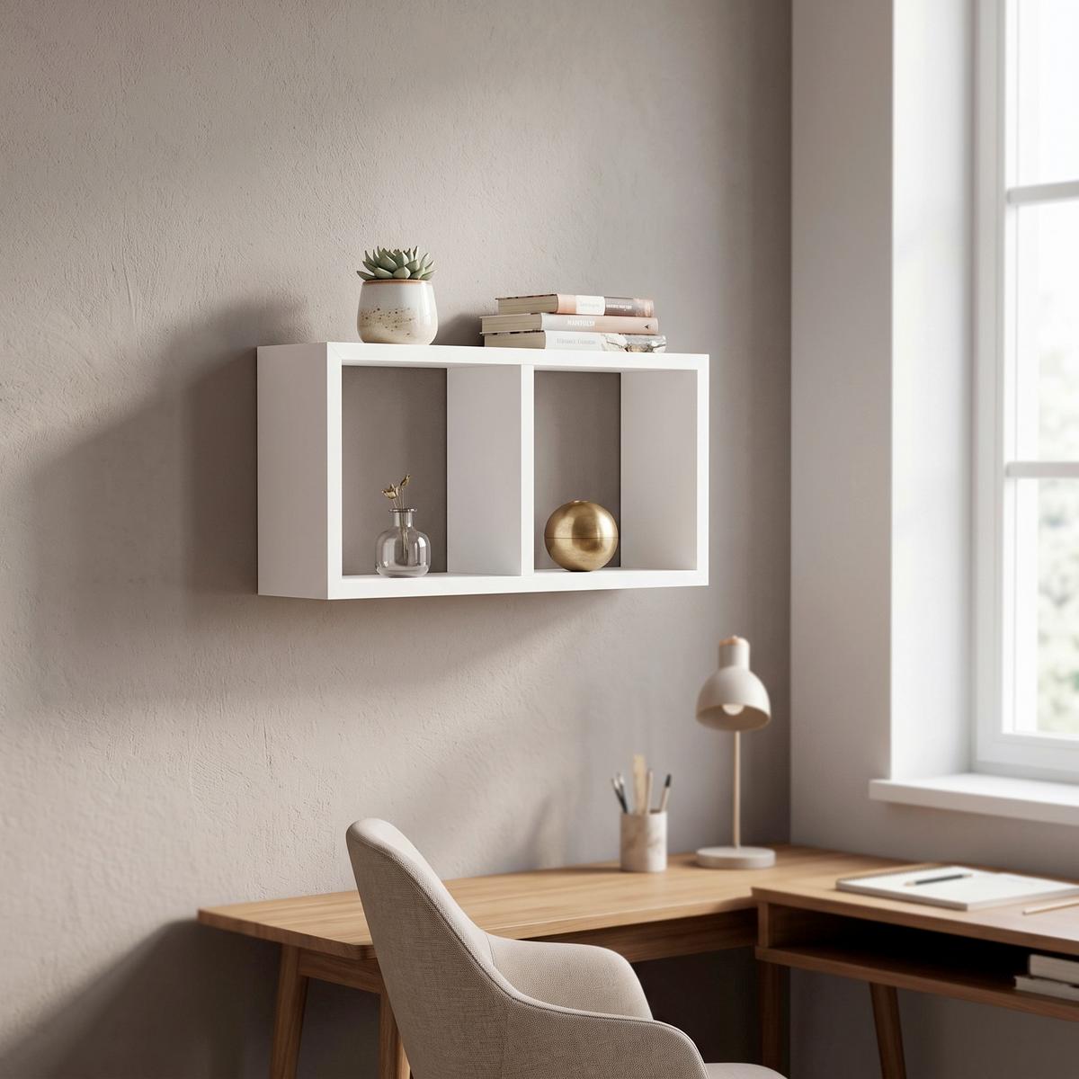 Polc Yasmine - fehér, Modern, faalapú anyag (59/30/15cm)