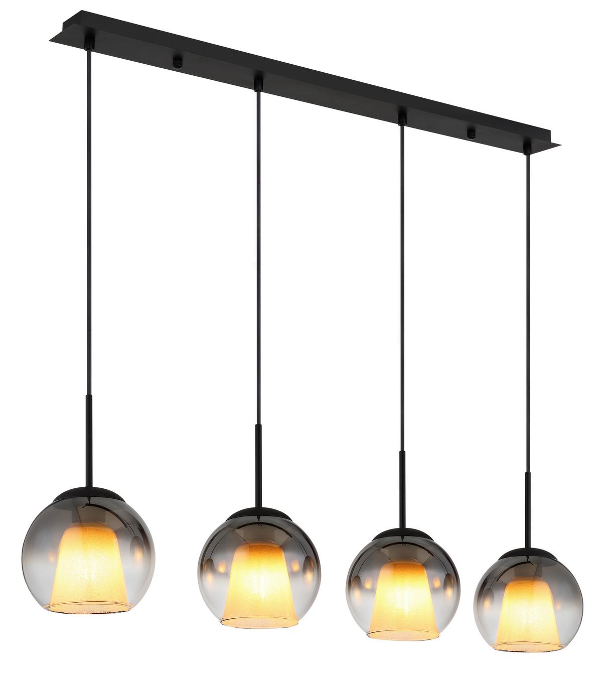Hängeleuchte Barry Grau Klar Schwarz L: 100 cm - Klar/Schwarz, Basics, Glas/Textil (100/18/120cm) - Globo