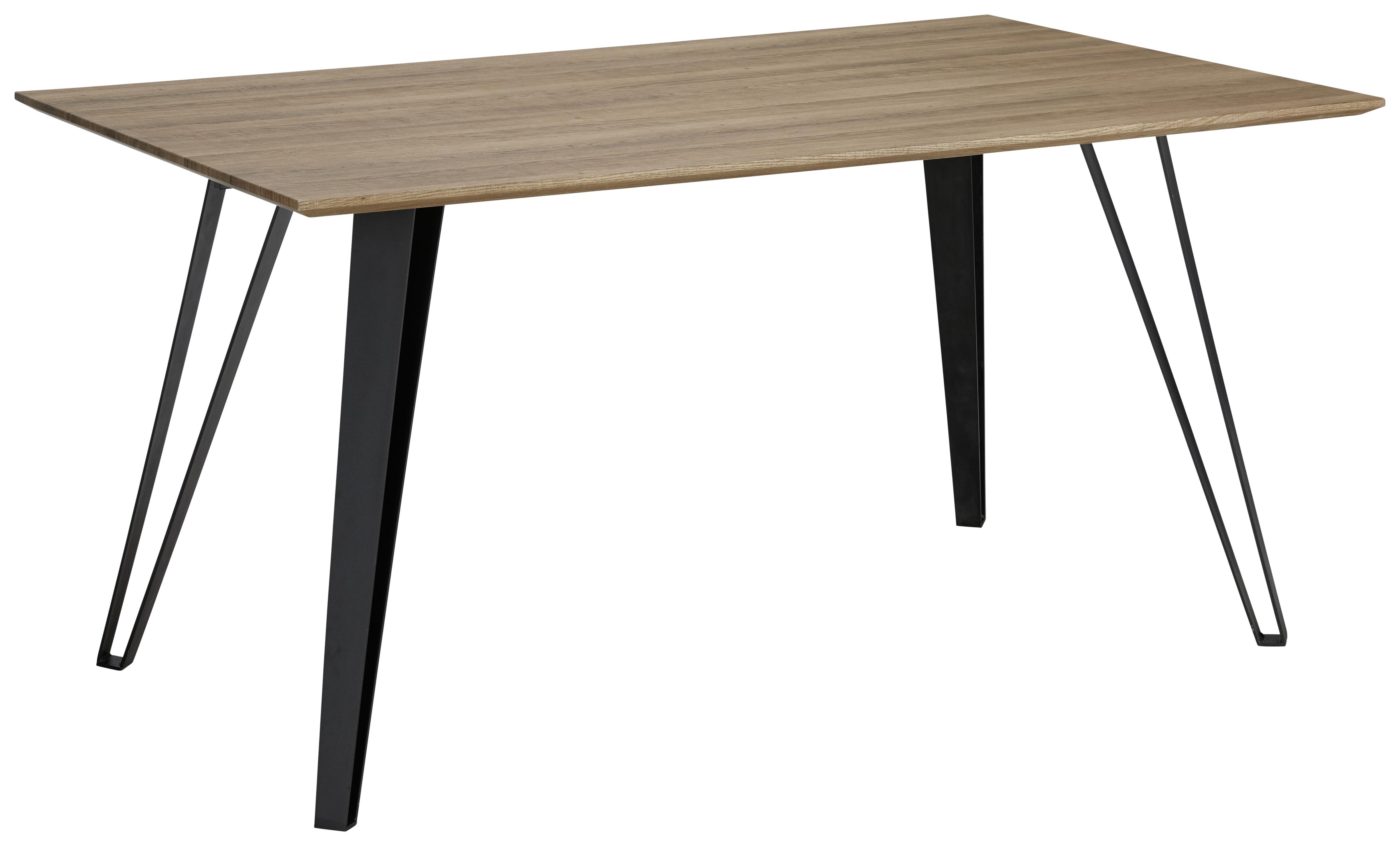 Jedálenský Stôl Gino Prírodná 160x90cm - čierna/farby tíku, Moderný, kov/drevo (160/90/76cm) - Bessagi Home