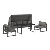 Lounge Garnitúra Lagos - antracit/szürke, Modern, textil/fa - Beldano