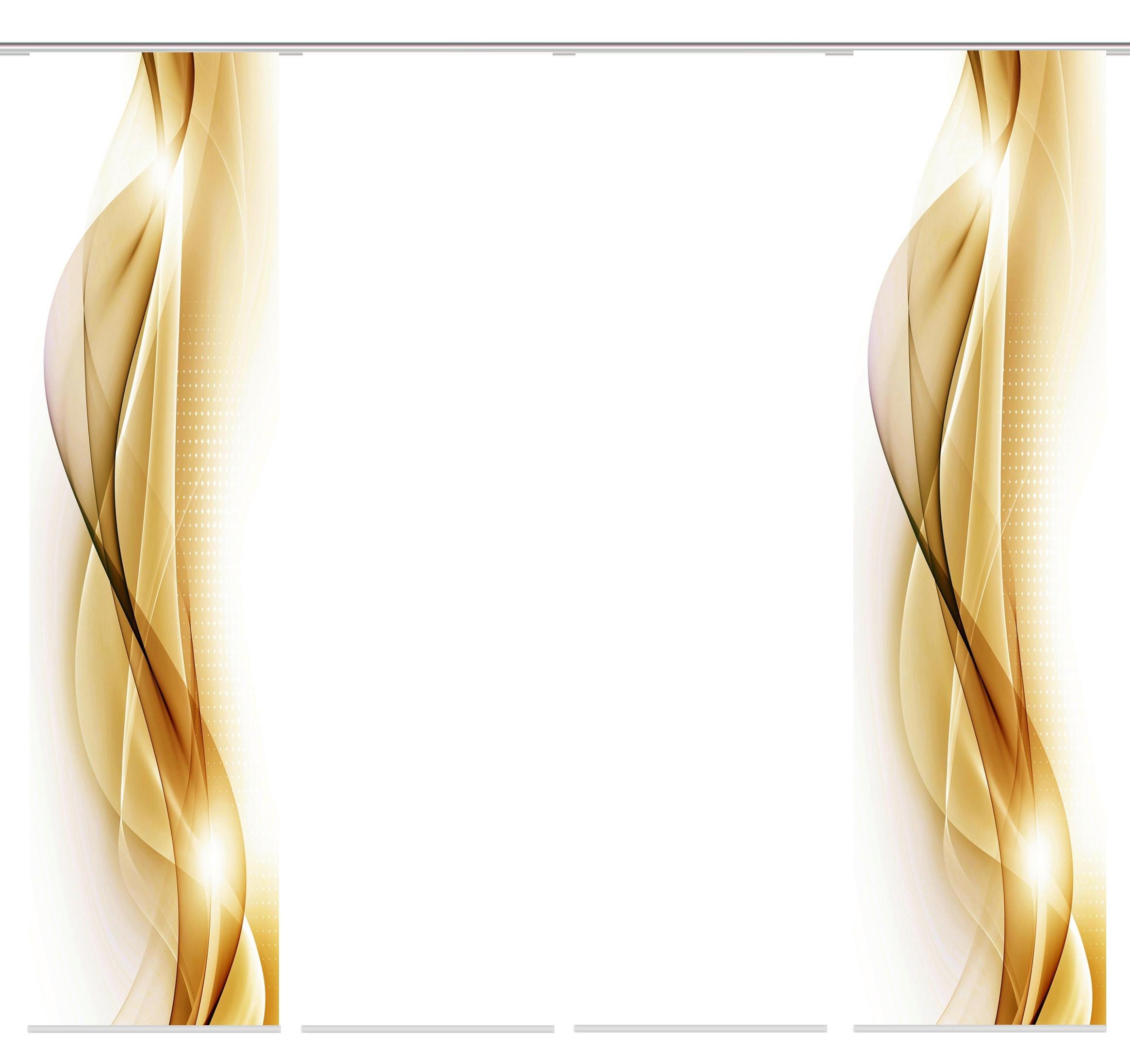 Flächenvorhang 4-Tlg. Neblana B: 60 cm, Gold/Weiß