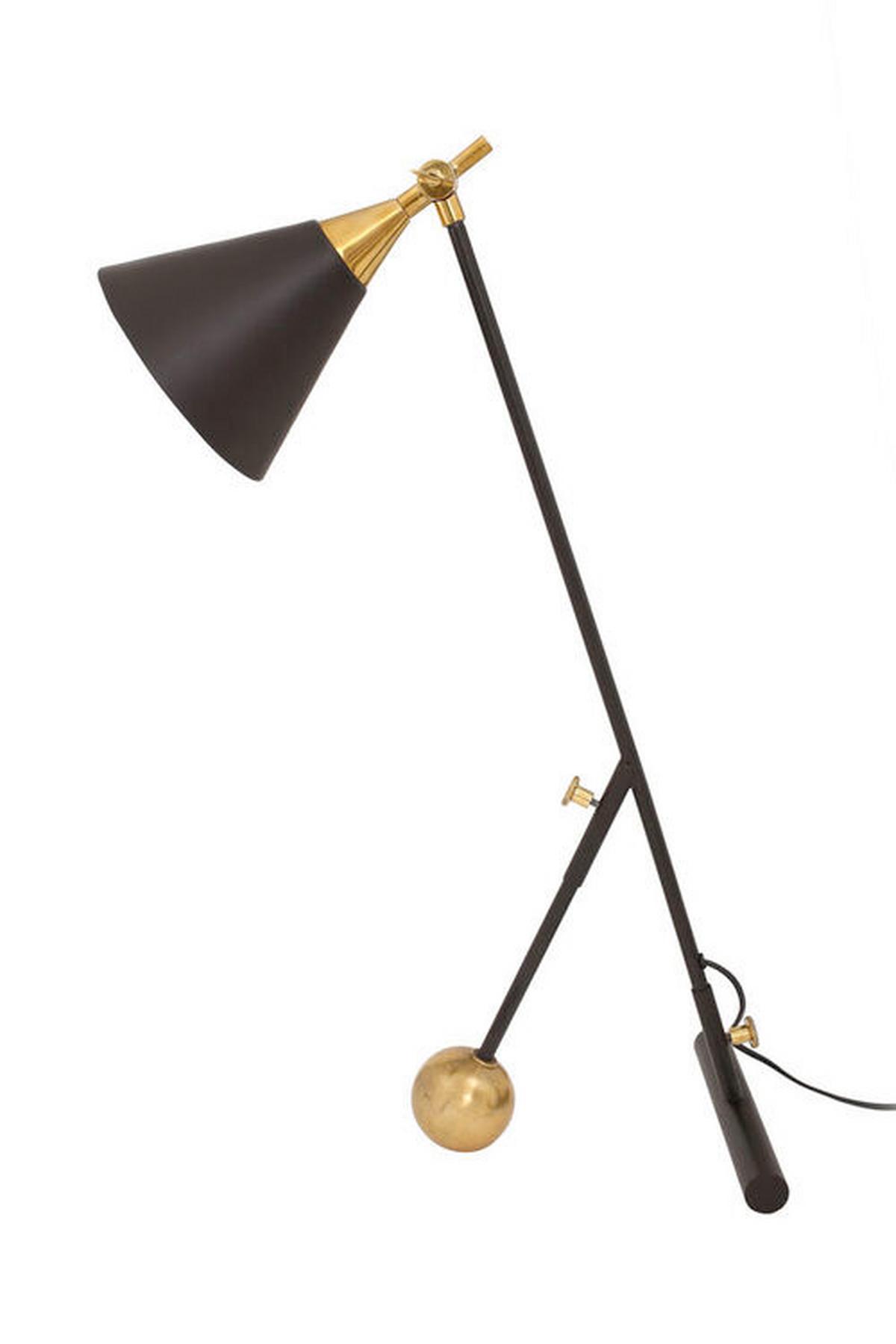 STEHLEUCHTE Schwarz/Gold, E27, 25W - Goldfarben/Schwarz, Design, Kunststoff/Stein (23/76/32cm) - Kayoom