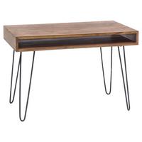 Schreibtisch Massiv B 110cm H 76cm Bagli, Sheesham - Sheeshamfarben/Schwarz, Design, Holz/Metall (110/60/76cm) - MID.YOU