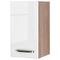 Kuchynská skrinka VENEZIA - VALERO biela 30cm - biela s vysokým leskom/farba ušľachtilej ocele, Modern, kov/kompozitné drevo (30/54,8/32cm) - FlexWell