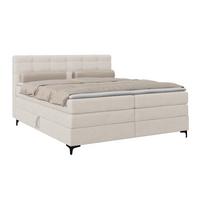 Boxspringbett MITTO Creme 200x200 cm - Creme/Schwarz, KONVENTIONELL, Textil/Metall (200/200cm)