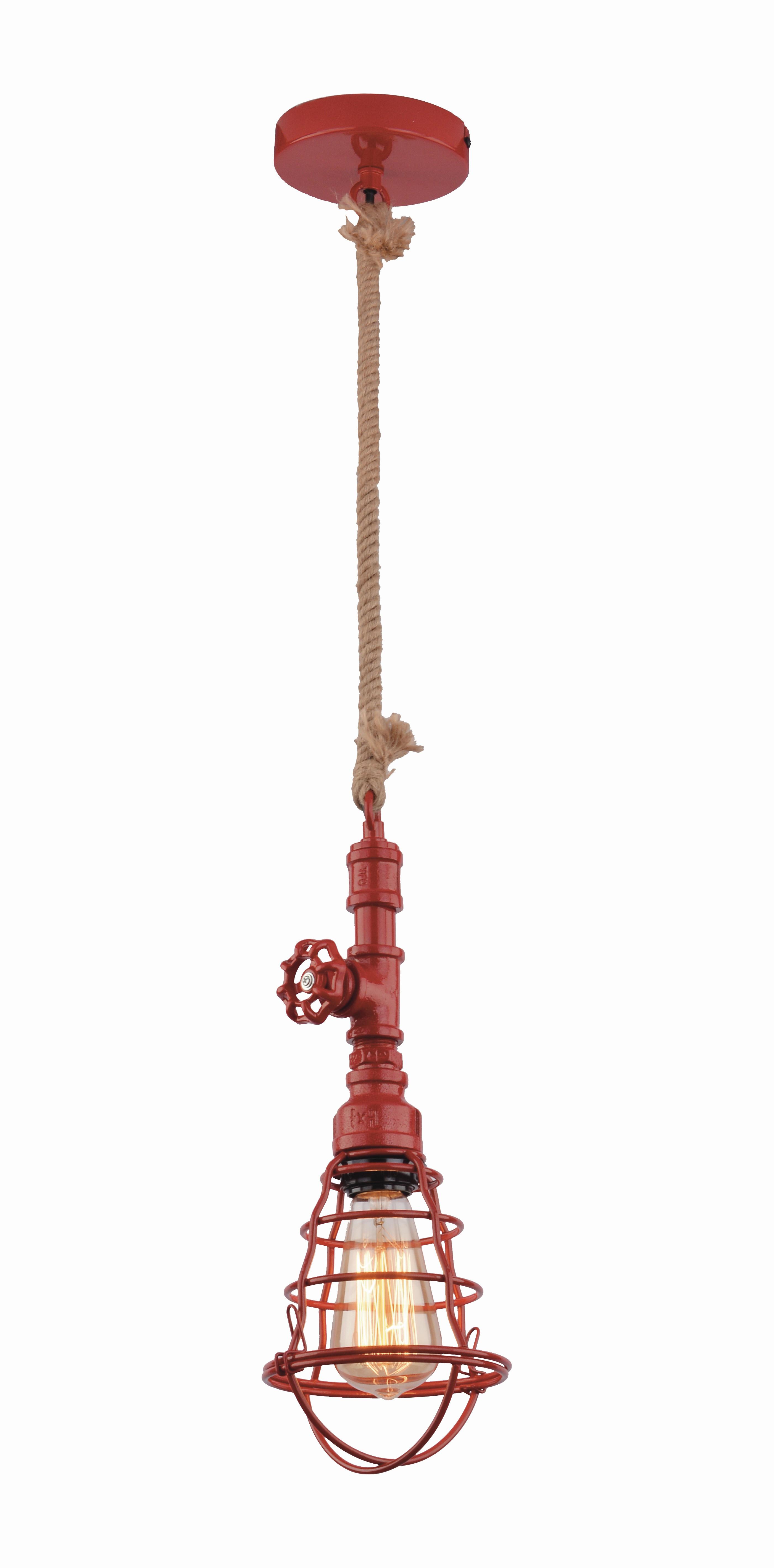 Hängeleuchte Regia H: 130 cm 1-Flammig mit Seil - Rot, Design, Metall (14/130cm) - Näve