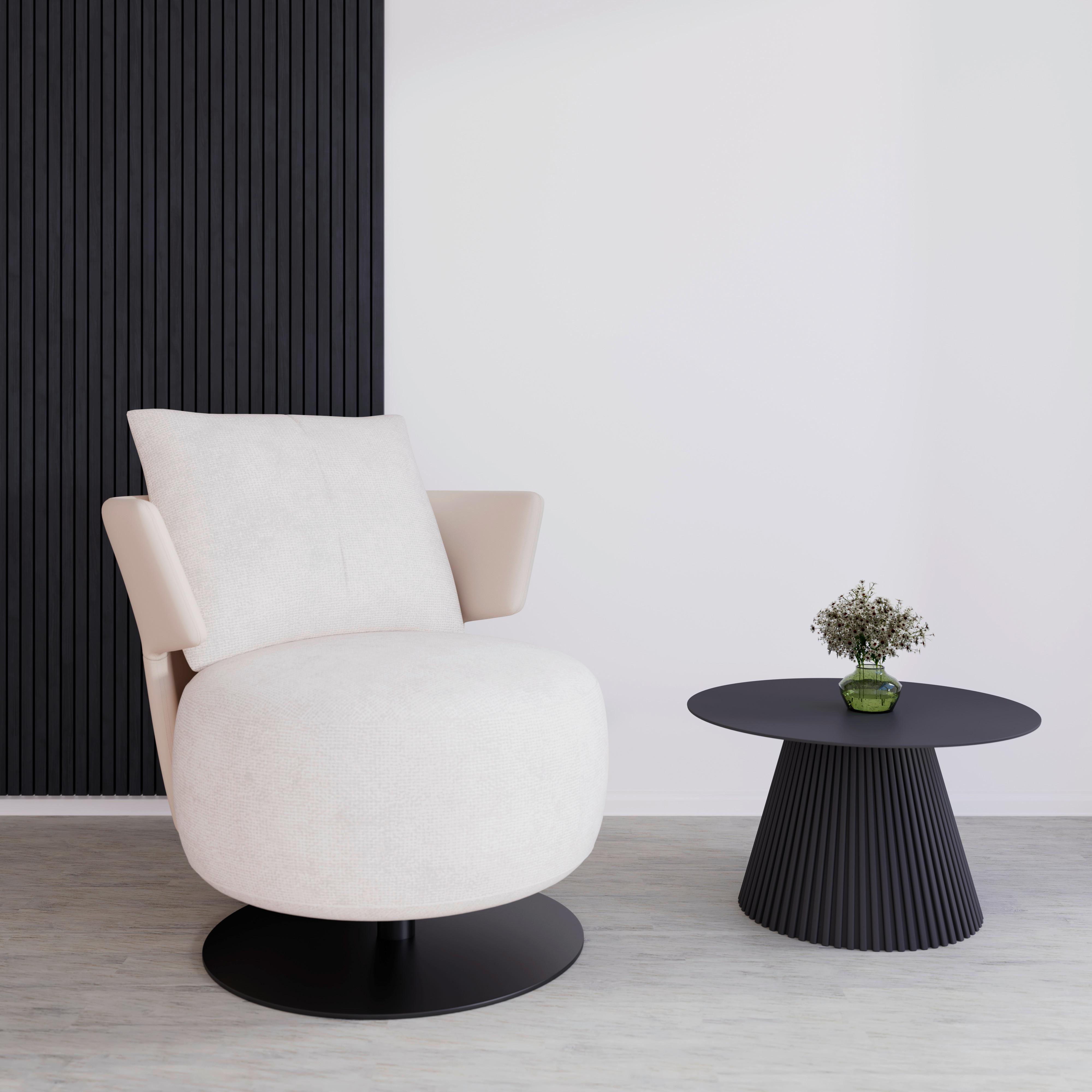 Křeslo NORA, béžová - černá/béžová, Moderní, kov/dřevo (80/80/80cm) - Bessagi Home