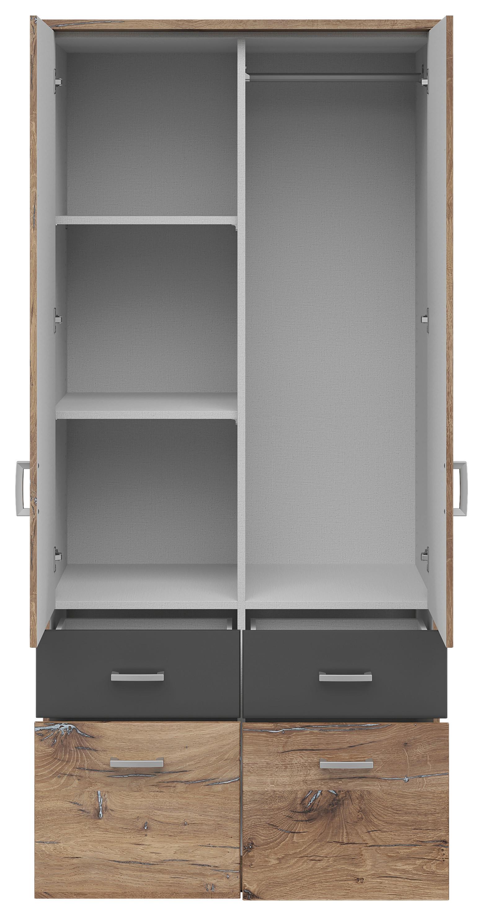 Drehtürenschrank 91 cm Brando Eiche Dekor/Graphitfarben