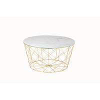 COUCHTISCH Weiß, Goldfarben L: 80 cm - Goldfarben/Weiß, Design, Glas/Metall (80/80/45cm) - Livetastic