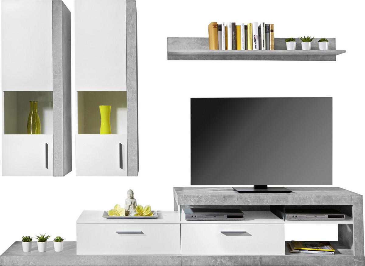 OBÝVACÍ STĚNA IGUAN - bílá/černá, Moderní, kompozitní dřevo/plast (260/190/42cm)