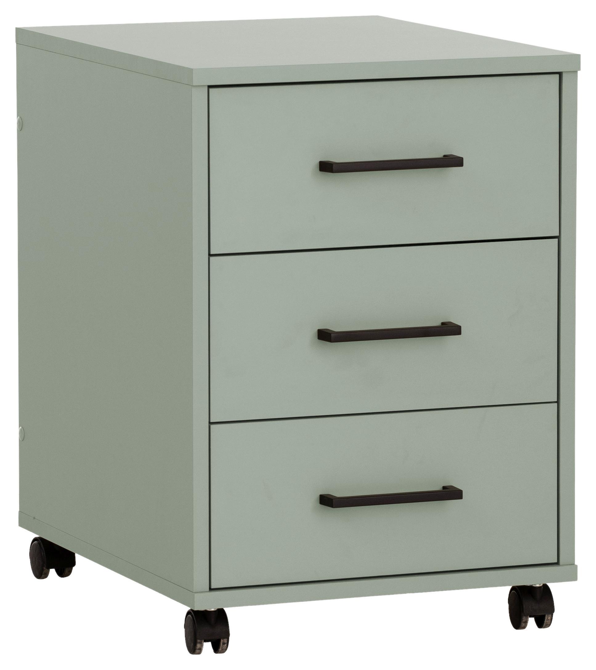 Rollcontainer Olivgrün Ruby 40,1x57x50 cm - Olivgrün, MODERN, Holzwerkstoff/Kunststoff (40,1/57/50cm) - MID.YOU