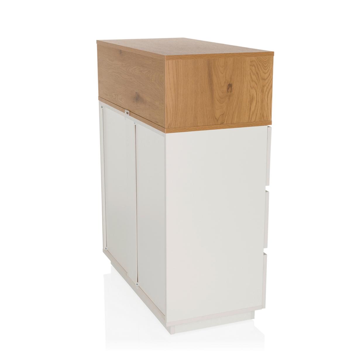 Kommode Melmo K Weiß/eichefarben B: 80 Cm - Eichefarben/Weiß, MODERN, Holzwerkstoff (80/100/40cm) - MID.YOU