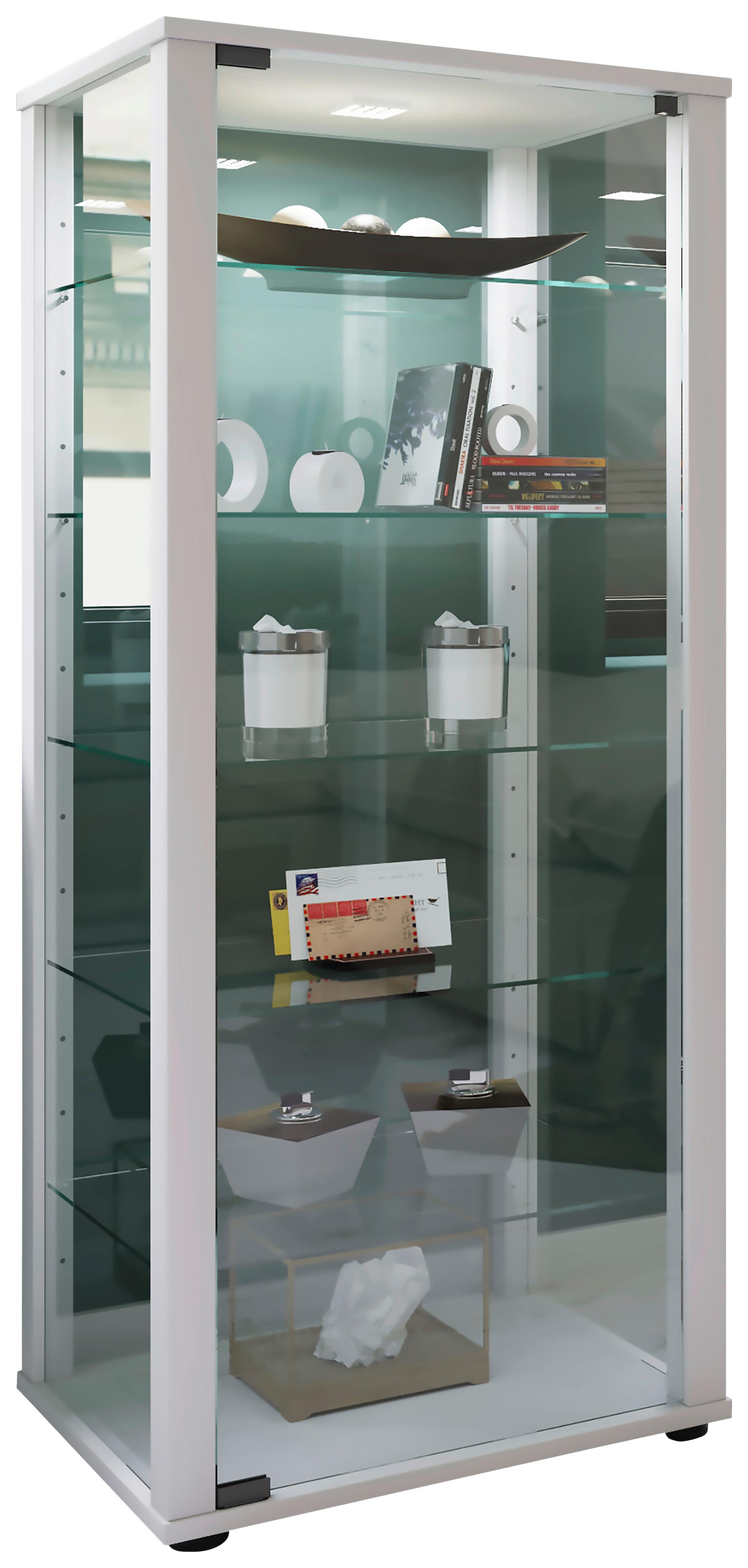 Vitrine Kavisa Weiß B: 50 cm - Schwarz/Weiß, MODERN, Glas/Holzwerkstoff (50/114,5/38cm) - MID.YOU