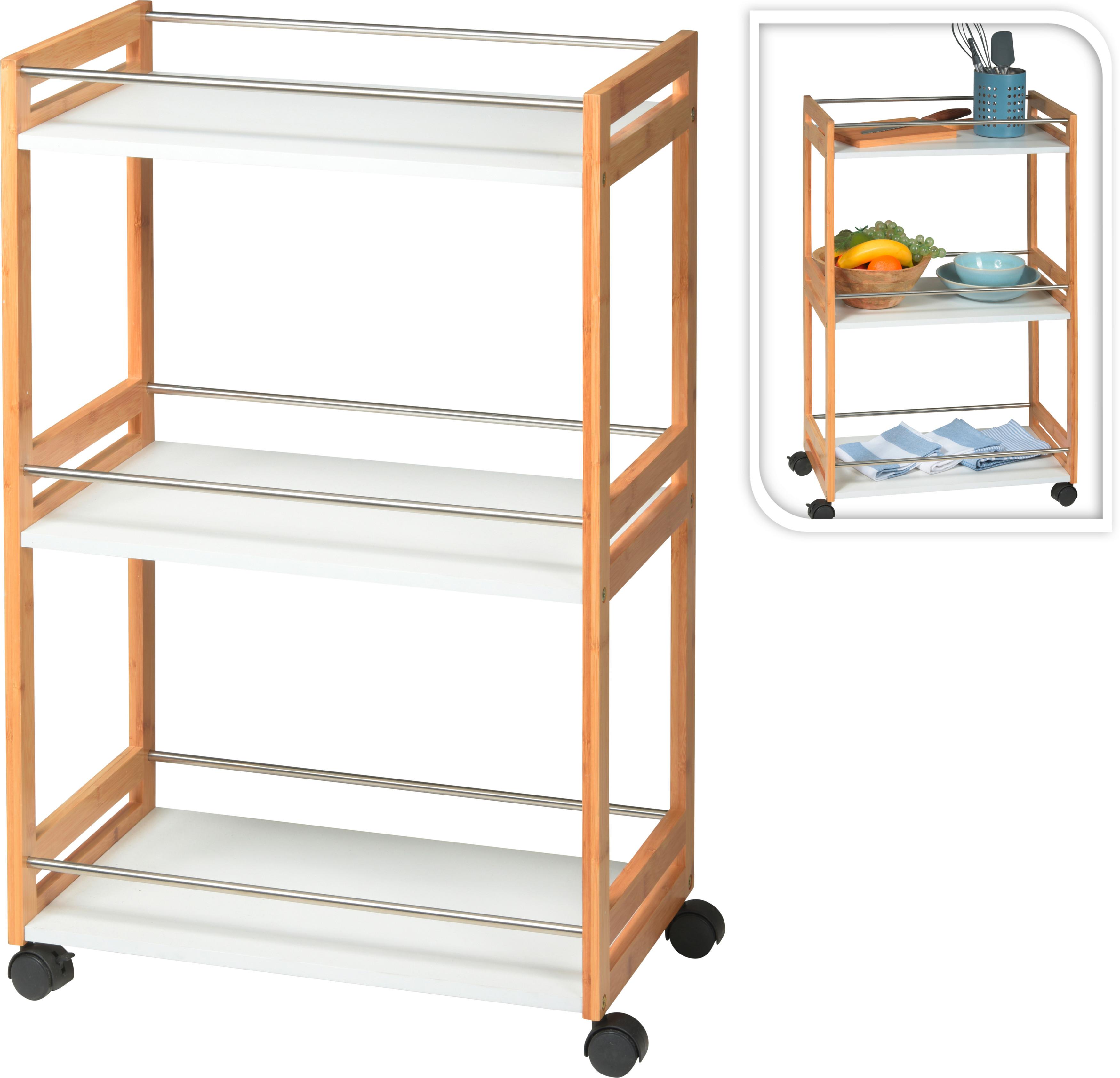 Küchenregal Bambus Mit Rollen B: 51 Cm Braun - Braun, Basics, Holz (51/80/30cm)
