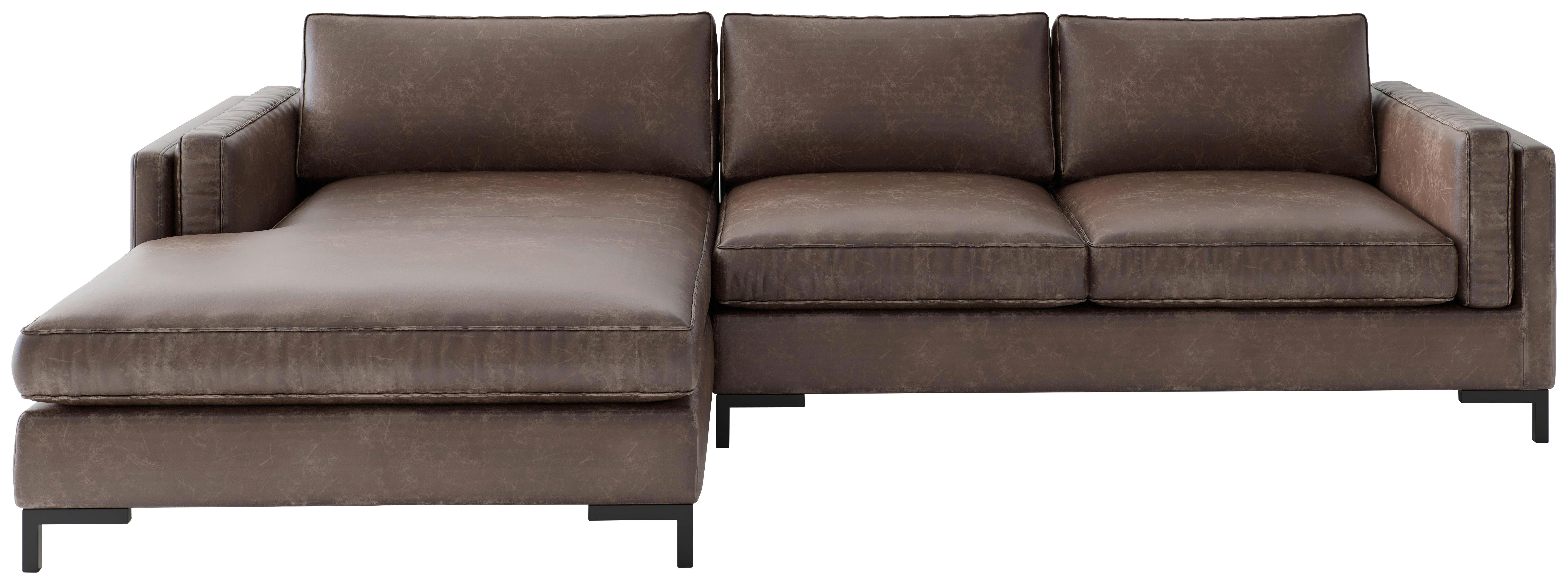 Ecksofa Packo Braun S: 160x265 cm - Schwarz/Braun, Design, Textil (160/265cm) - Livetastic