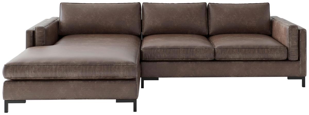 Ecksofa Packo Braun S: 160x265 cm - Schwarz/Braun, Design, Textil (160/265cm) - Livetastic