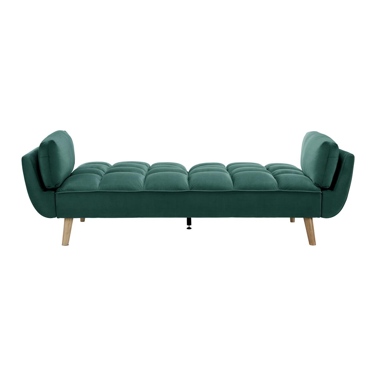 Rozkládací pohovka CORA, zelený samet, max. 360 kg - zelená/přírodní barvy, Moderní, dřevo/textil (214/92/81cm) - Bessagi Home