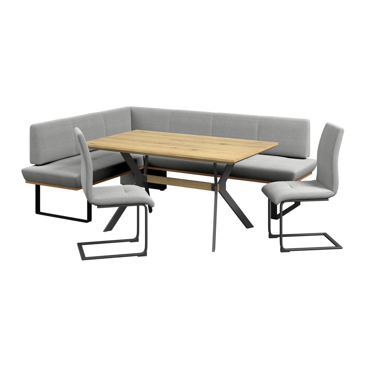 Eckbank Tristan Webstoff hellgrau,S:195x245cm - Hellgrau/Schwarz, MODERN, Holz/Textil (195/245cm) - James Wood