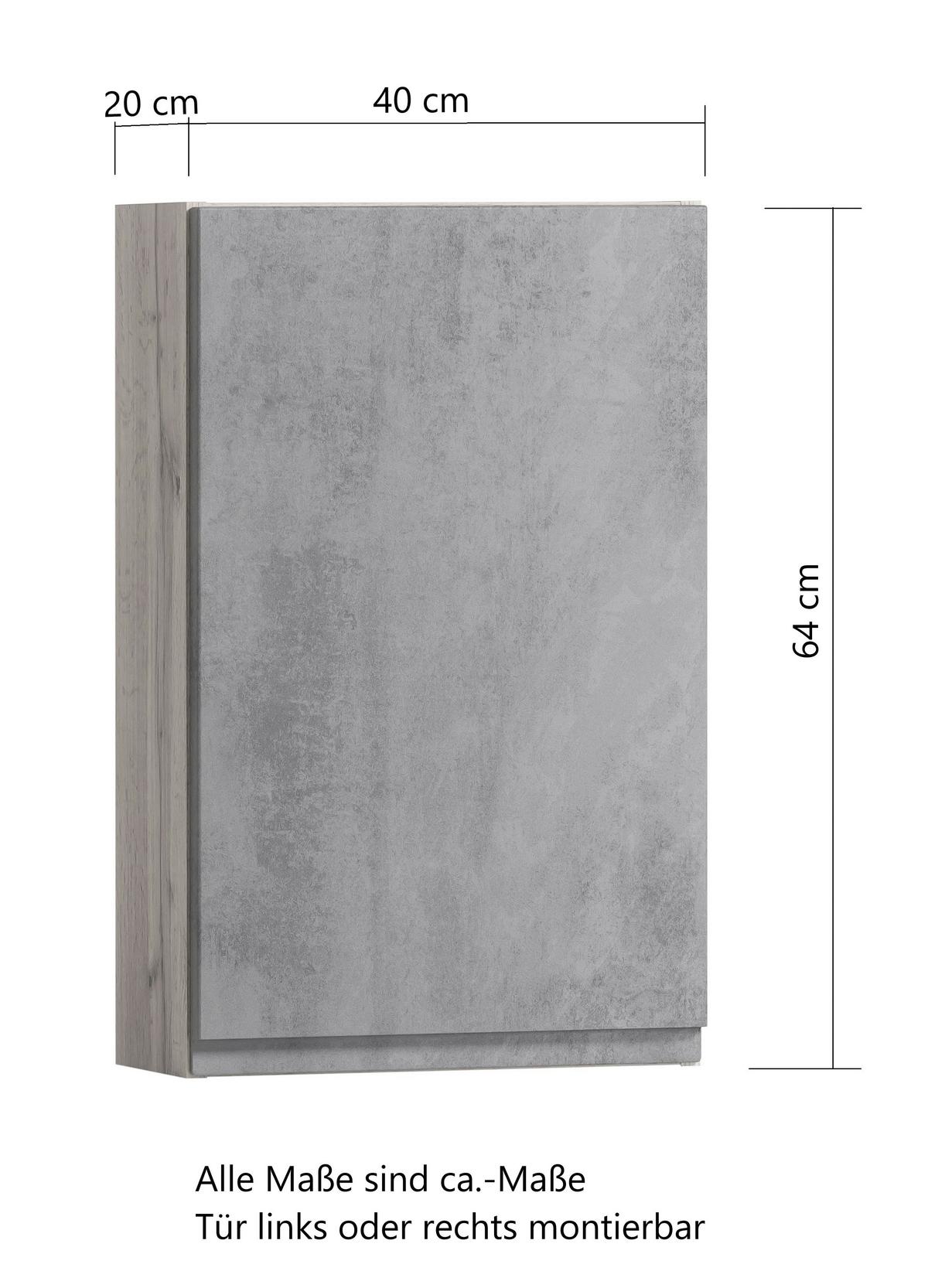 Hängeschrank Varese B: 40 cm Hellgrau/Eiche Wotan - Eiche Wotan/Hellgrau, MODERN, Holzwerkstoff (40/64/20cm) - Held