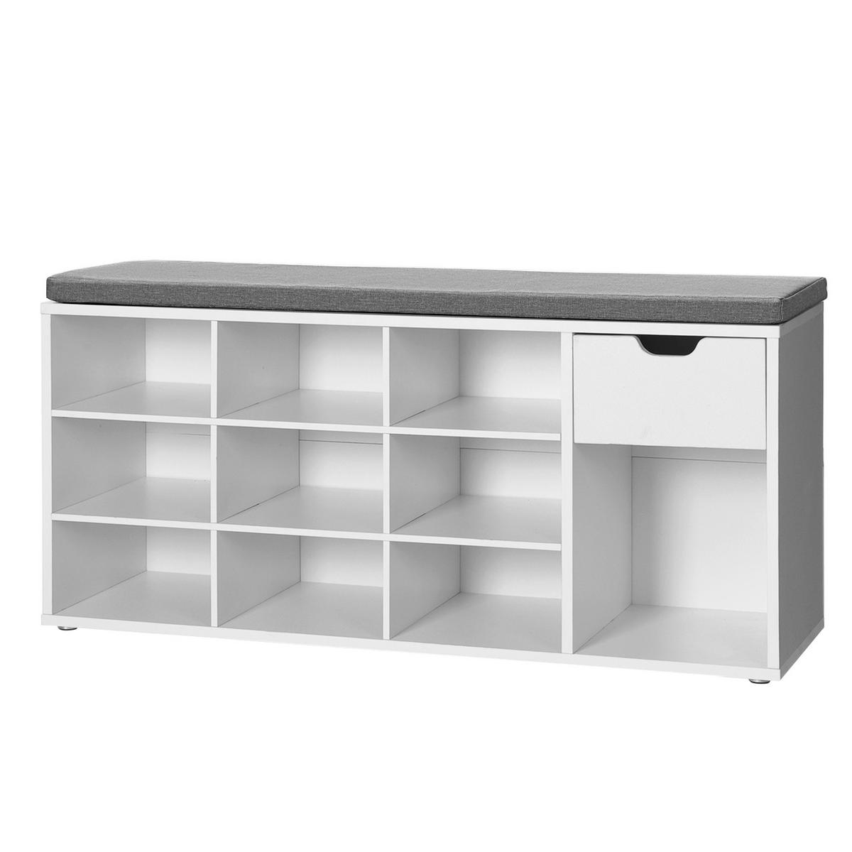 Lavica do predsiene sivá/biela - sivá/biela, Trend, kompozitné drevo (104/48/30cm) - Boxxx
