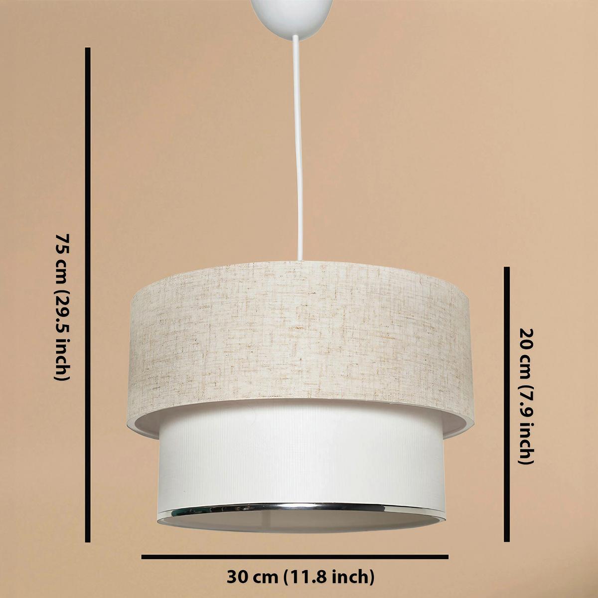 Hängeleuchte Corbeu - Cream - Creme/Weiß, Design, Textil/Metall (30/75cm) - P & B