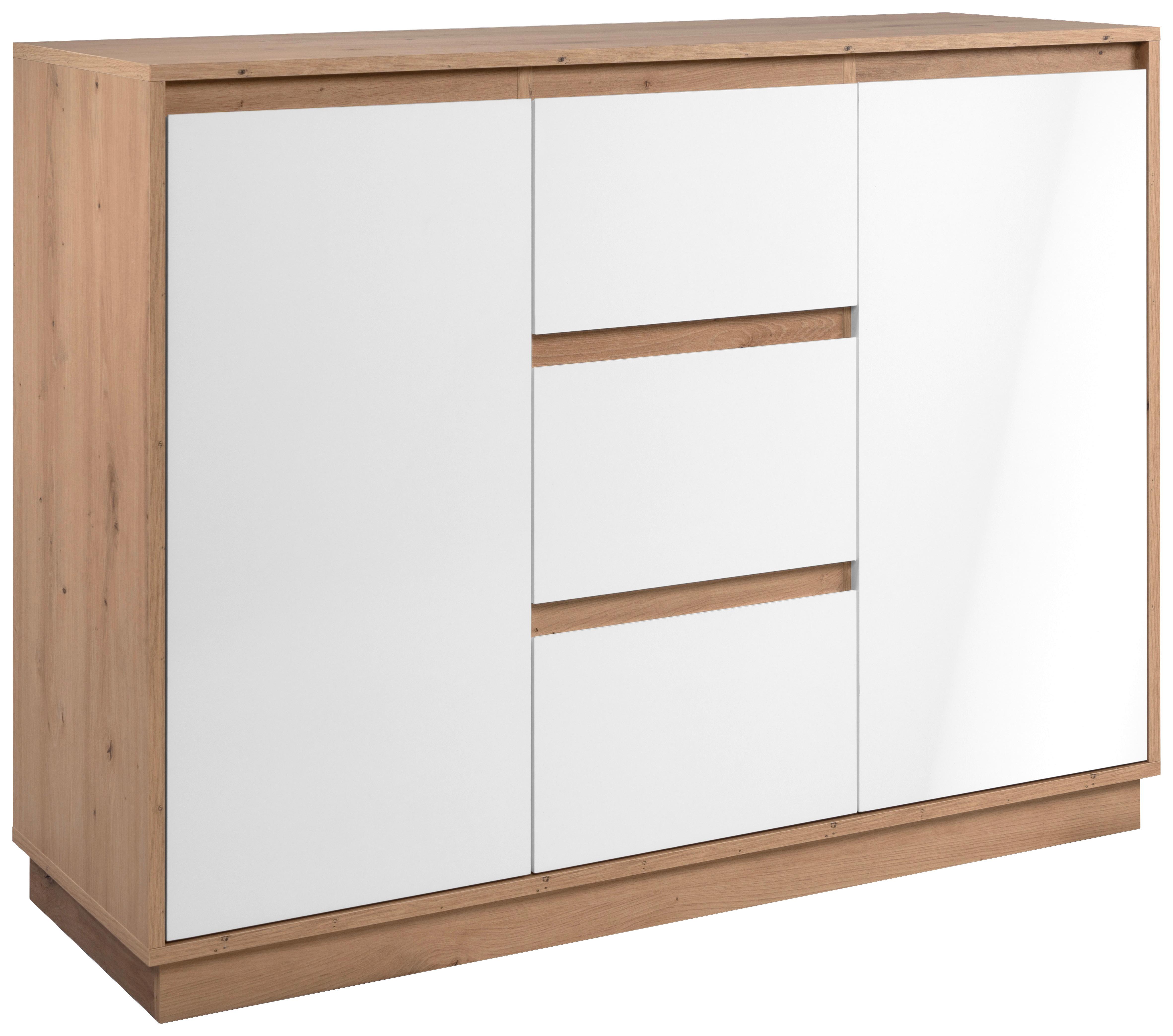 Kommode Phoenix Artisan Eiche/Weiß, B: 117 cm - Eiche Artisan, Trend, Holzwerkstoff (117/88/40cm)