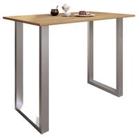 Bartisch Xona B 140x80 - Honigeiche/Silberfarben, KONVENTIONELL, Holzwerkstoff/Metall (140/80/102cm)