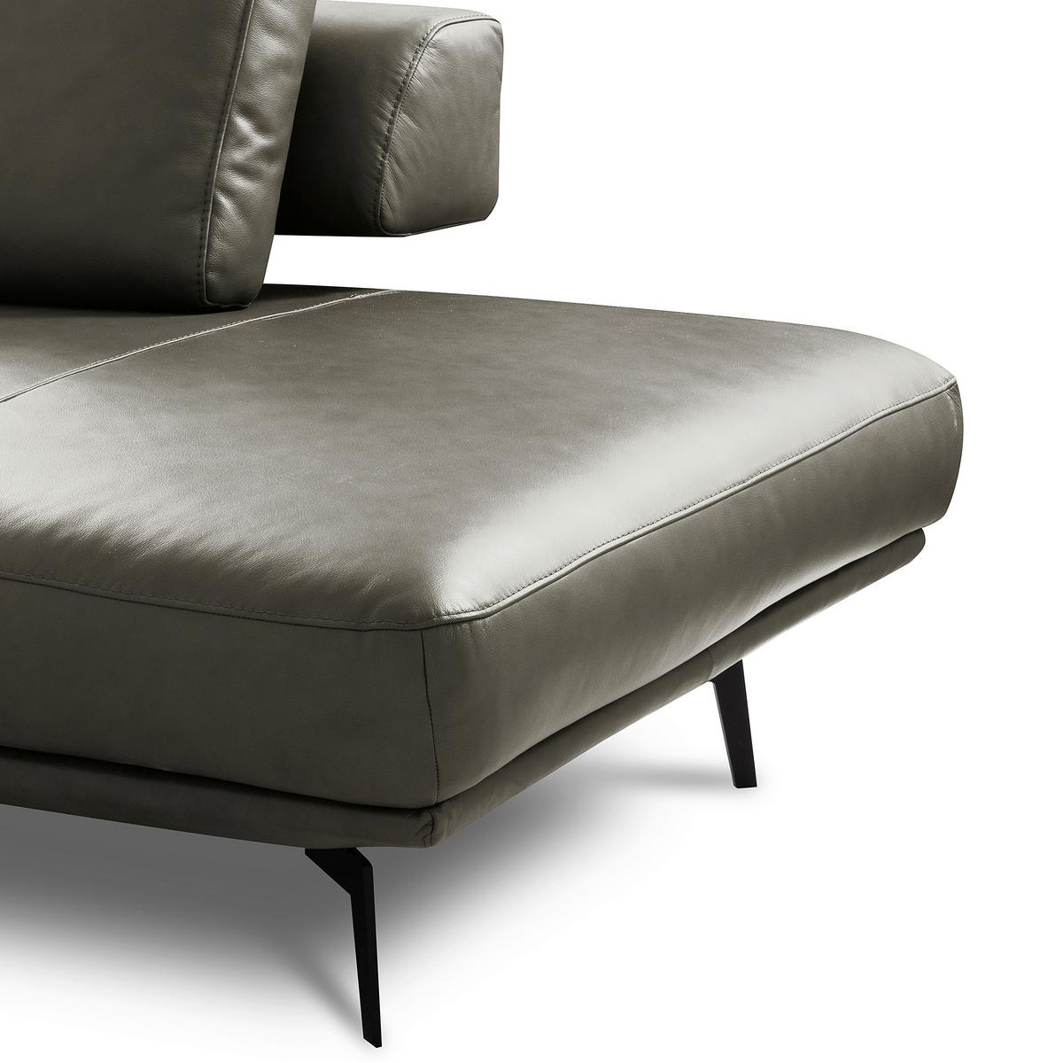 Ecksofa Como Echtleder Grau 306x237 - Schwarz/Grau, Design, Leder (306/237cm) - Livetastic