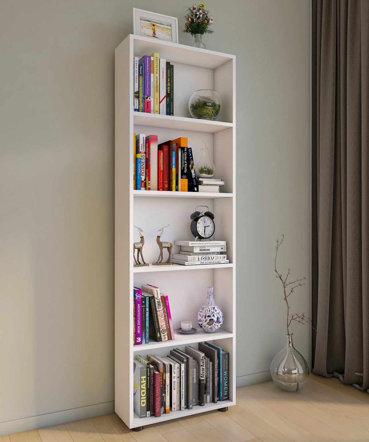 Regal Bulas Weiß B: 56 cm - Schwarz/Weiß, Basics, Holzwerkstoff (56/169/20cm) - MID.YOU