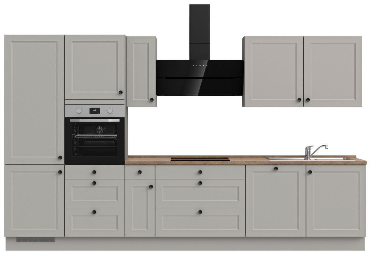 Kuchynská linka 360 cm, kamenná sivá supermatná - čierna/sivá, Modern, kov/kompozitné drevo (360cm) - Nobilia