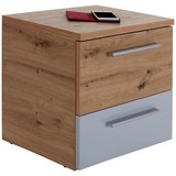 Nachtkästchen Beluga - Eichefarben/Hellgrau, KONVENTIONELL, Holzwerkstoff (48/46,5-97/37cm)