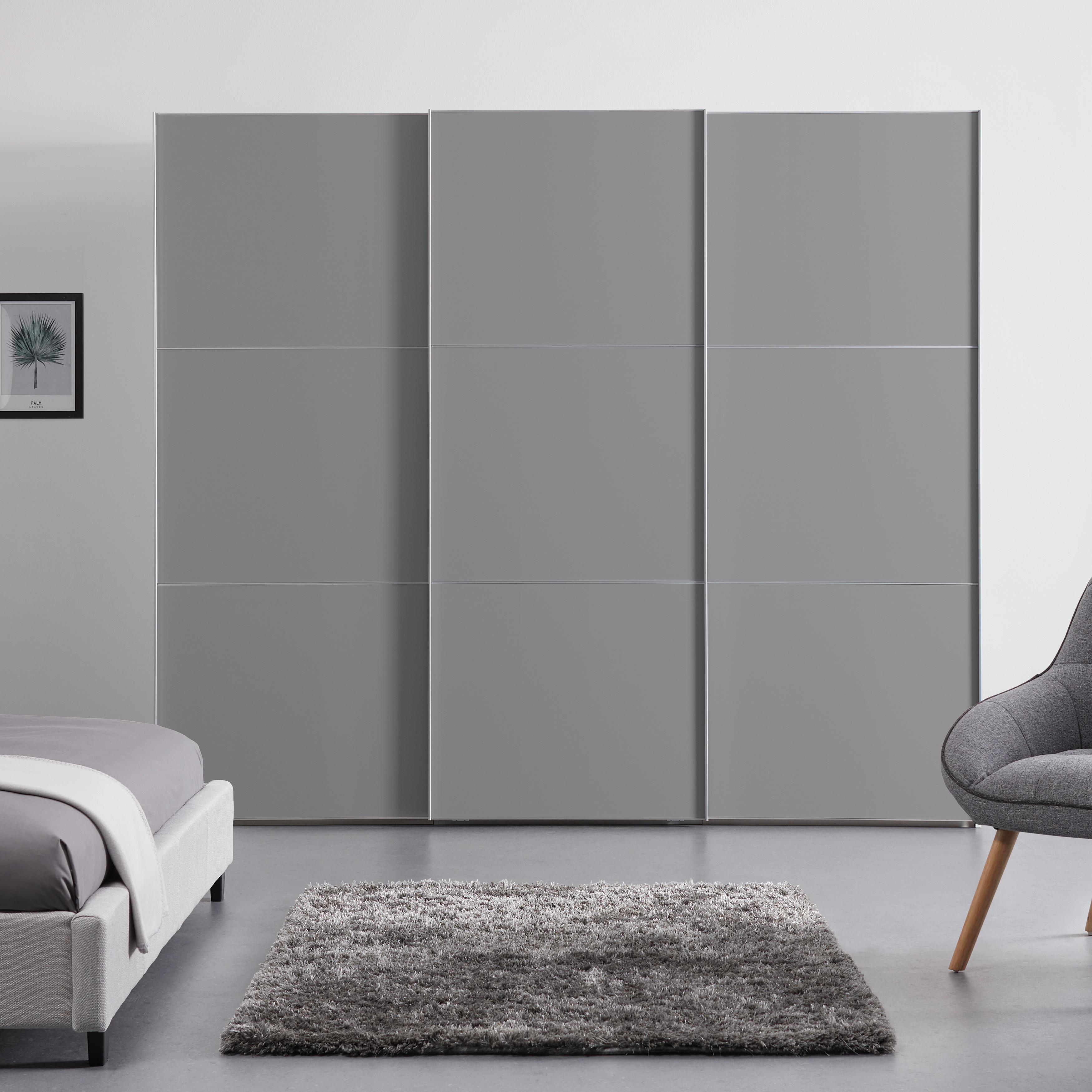Schwebetürenschrank 249cm Includo, Grau - Grau, MODERN (249/222/68cm) - MID.YOU