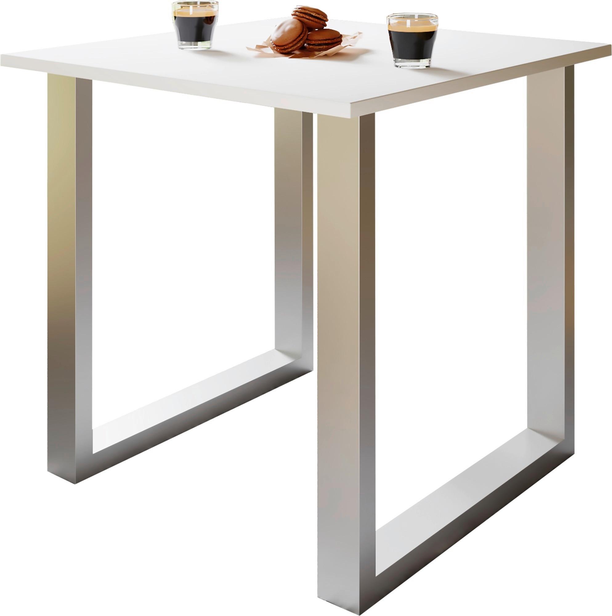 Schreibtisch Lona Weiß B: 80 cm - Silberfarben/Weiß, Design, Holzwerkstoff/Metall (80/76/50cm) - MID.YOU