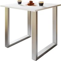 Schreibtisch Lona Weiß B: 80 cm - Silberfarben/Weiß, Design, Holzwerkstoff/Metall (80/76/50cm) - MID.YOU