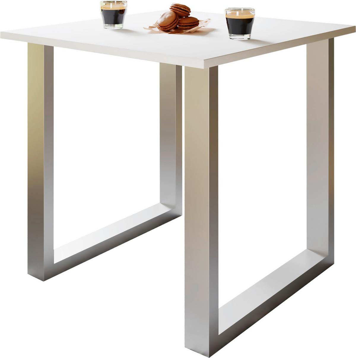 Schreibtisch Lona Weiß B: 80 cm - Silberfarben/Weiß, Design, Holzwerkstoff/Metall (80/76/50cm) - MID.YOU