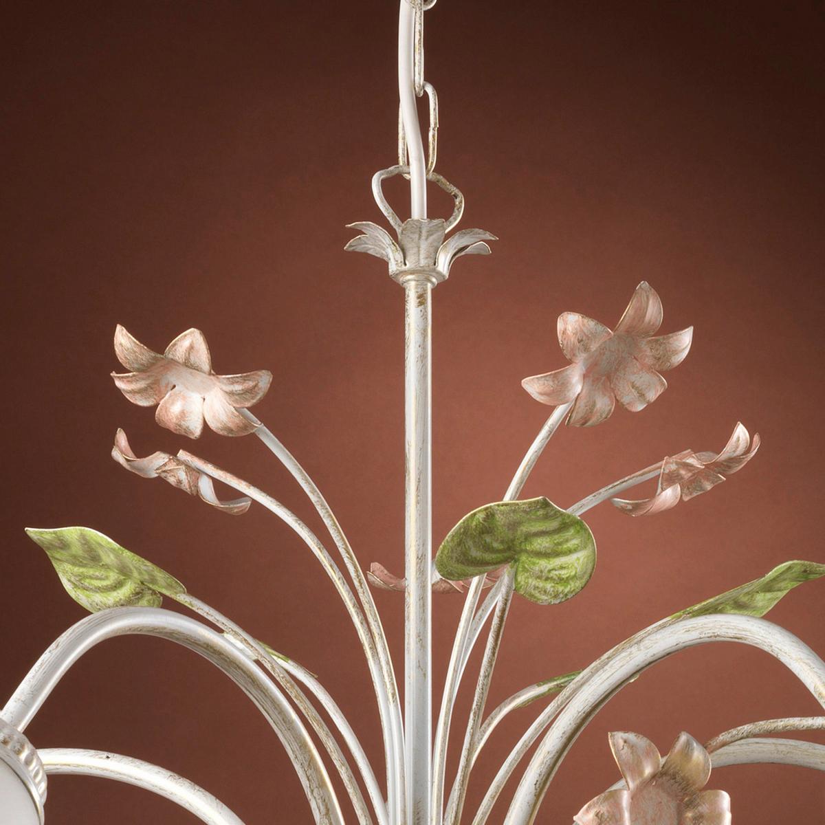 Kronleuchter 4217/5 - Pink/Weiß, Natur, Glas/Metall (65/100cm)