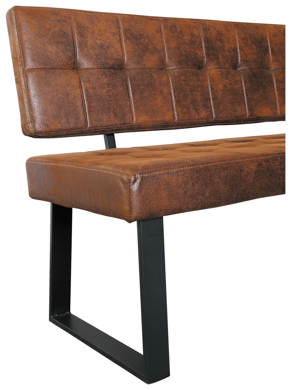 Sitzbank Braun Volda 140x85x56 Cm - Schwarz/Braun, MODERN, Textil/Metall (140/85/56cm) - MID.YOU