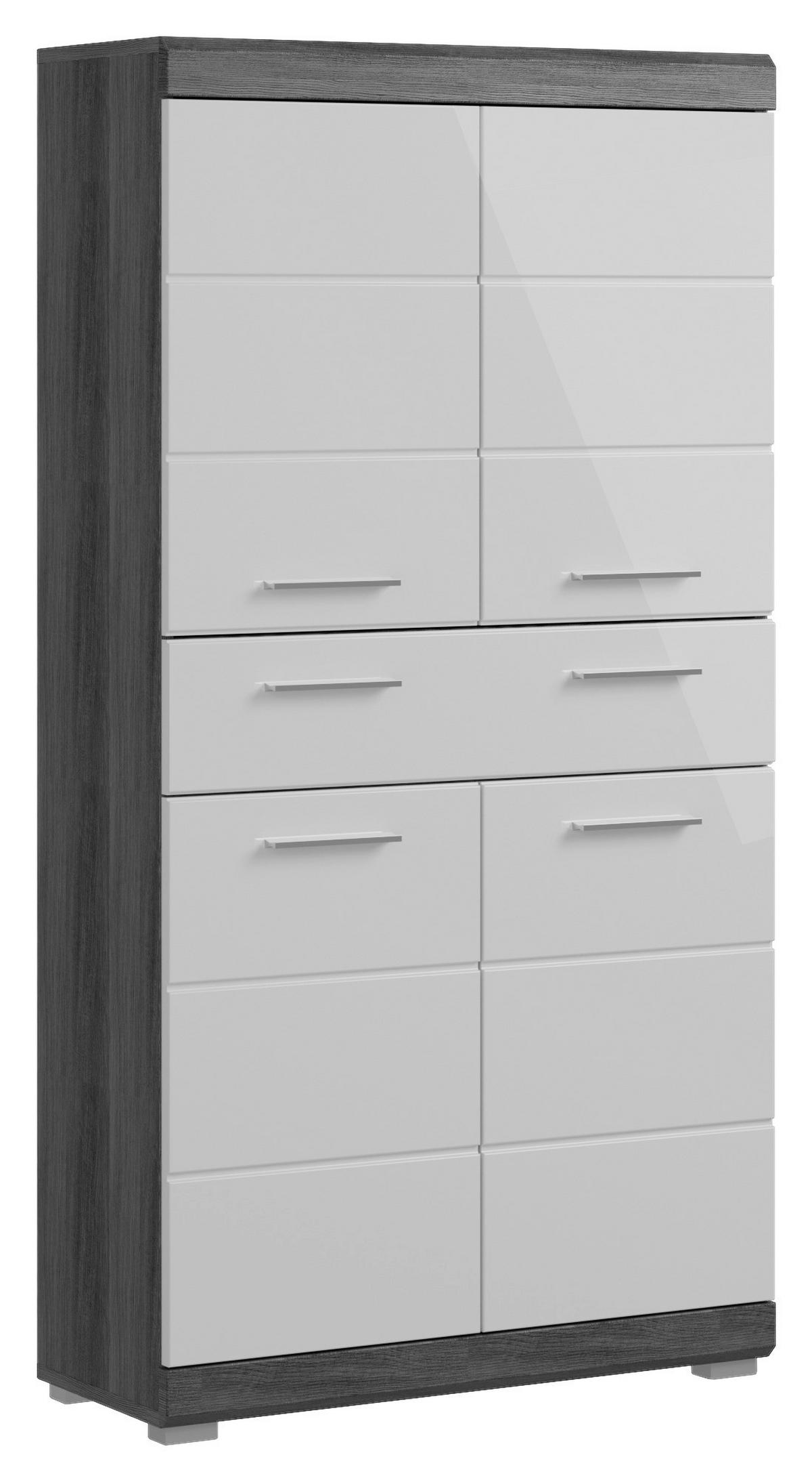 Midischrank Scout - Weiß Hochglanz/Anthrazit, MODERN, Holzwerkstoff (74/141/31cm) - MID.YOU