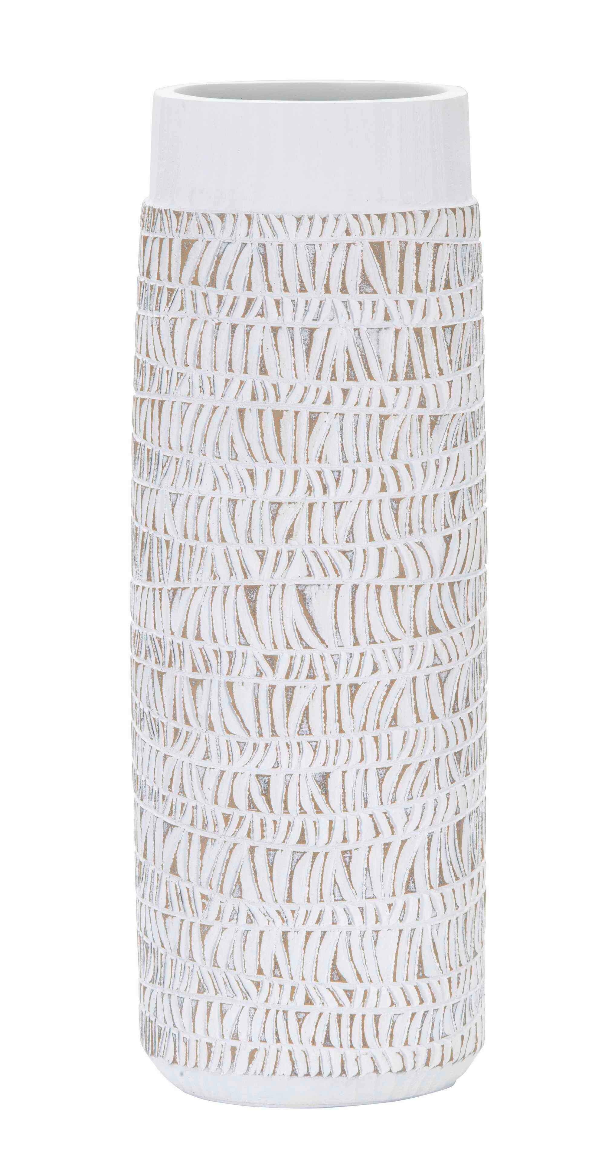 Vase Polyresin Nairobi Oval Weiß B: 19 cm - Weiß, Basics, Kunststoff (19/50/12cm)