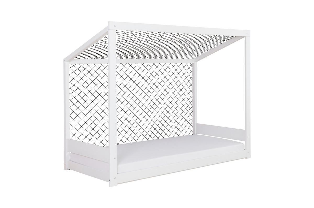 Bodenbett mit Rollrost 90x200 cm Weiß - Weiß/Naturfarben, MODERN, Holz (90/200cm) - MID.YOU