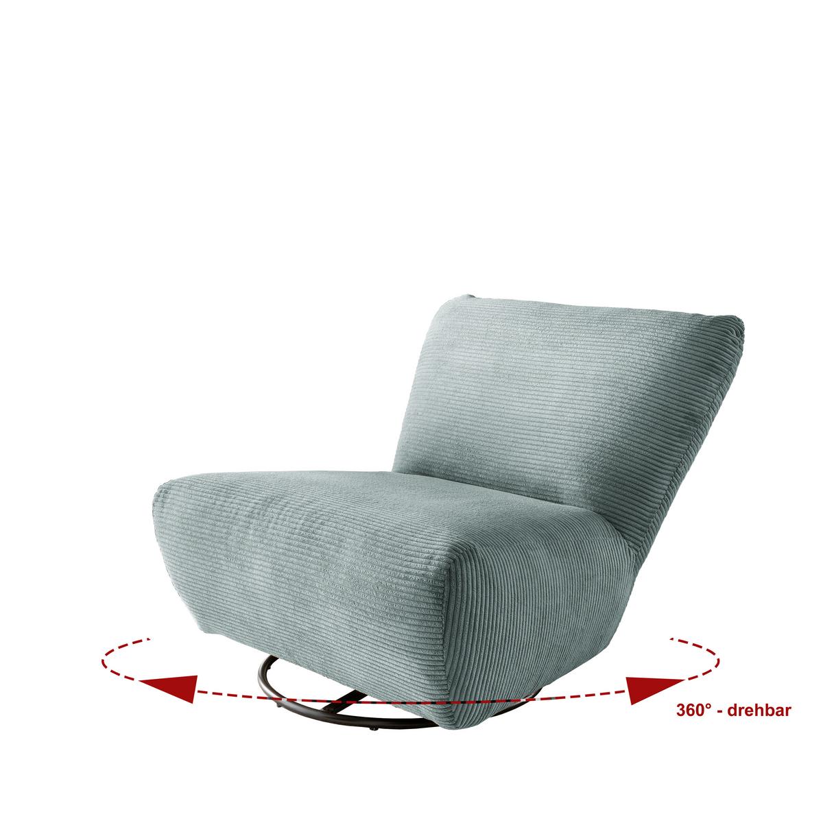 XXL-Sessel Cremallo Blau Wippfunktion, drehbar, B: 95cm - Blau/Schwarz, Trend, Textil (95/77/94cm) - Livetastic