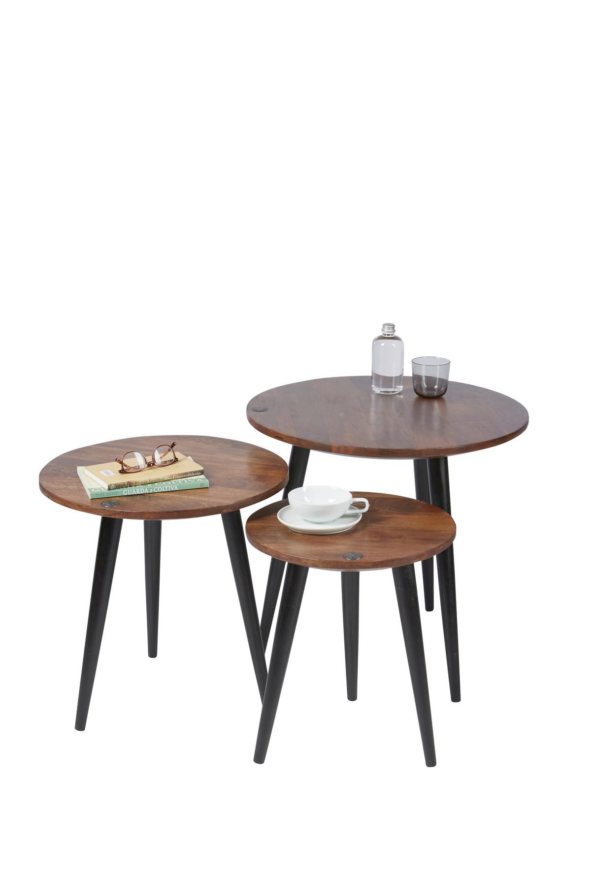 BEISTELLTISCH Mangoholz B: 40cm - Schwarz/Braun, Design, Holz (40/40/46cm) - MID.YOU