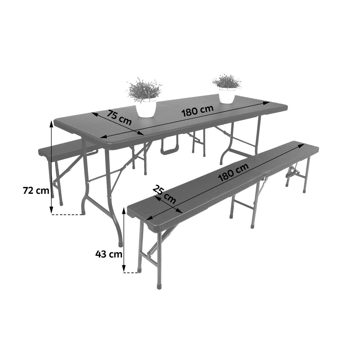Gartengarnitur 3-Tlg. Ventana Metall/Kunststoff - Schwarz, Basics, Kunststoff/Metall (180/75/73cm) - Gardenson