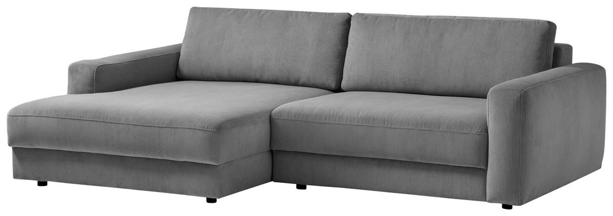 Ecksofa Bourbon - Dunkelgrau/Schwarz, MODERN, Textil (176/250cm) - Trendmanufaktur