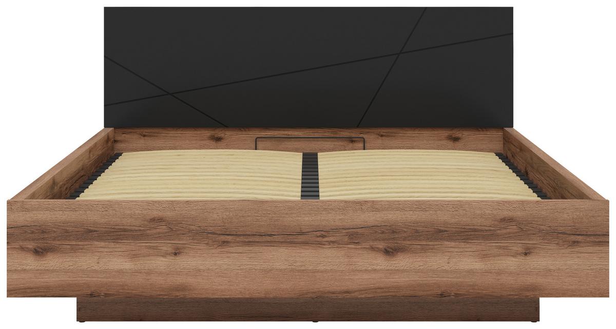 Bett Forn 180x200 Cm Schwarz, Eichefarben - Eichefarben/Schwarz, MODERN, Holzwerkstoff (180/200cm) - MID.YOU