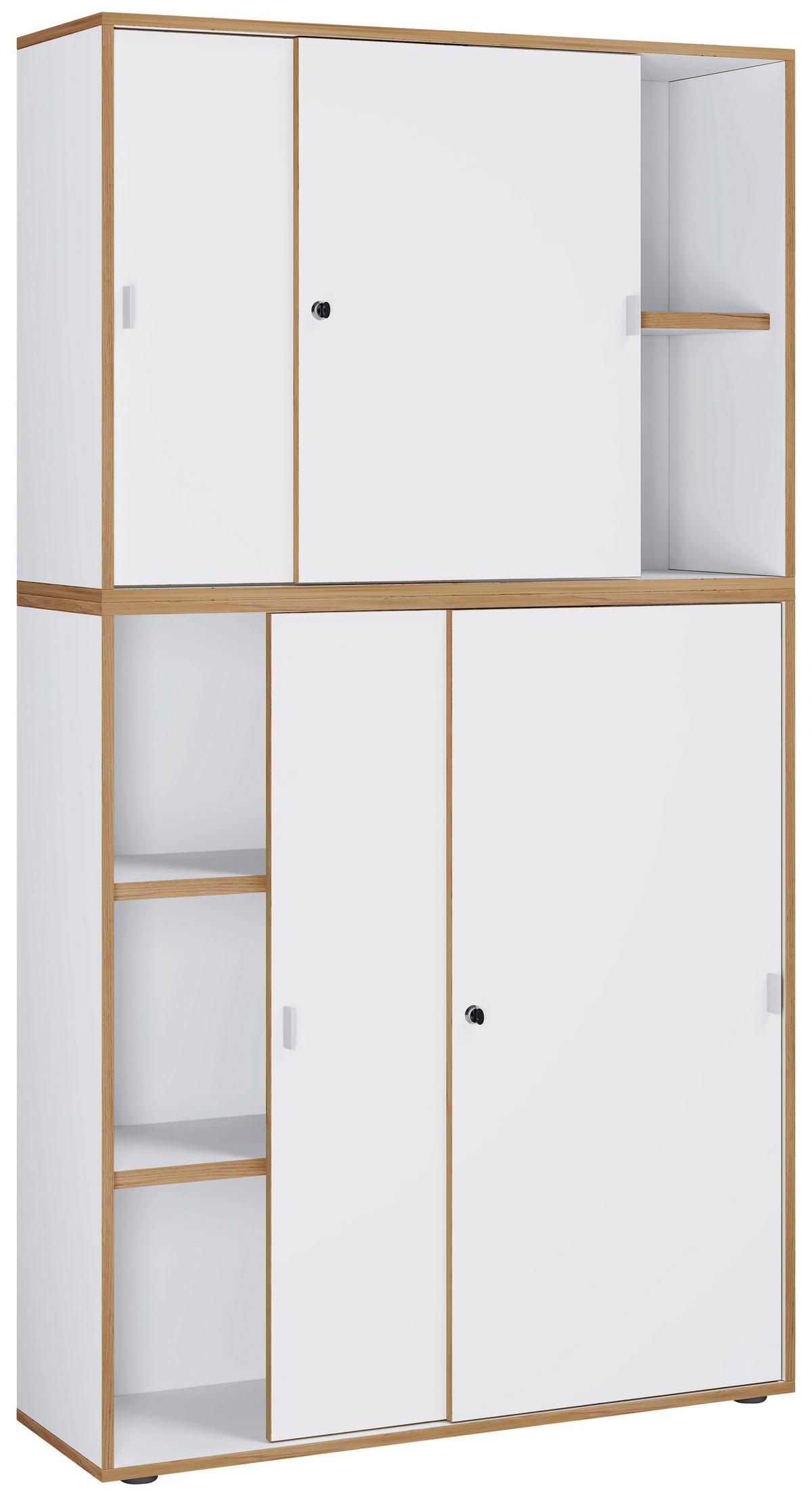 Aktenschrank Salia Weiß, Honigeiche B: 100 cm - Honigeiche/Weiß, Design, Holzwerkstoff (100/183/37cm) - MID.YOU