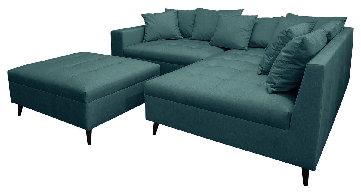 Ecksofa Pruno, Petrol S: 247x174 Cm - Petrol/Schwarz, Design, Textil (247/174cm) - MID.YOU
