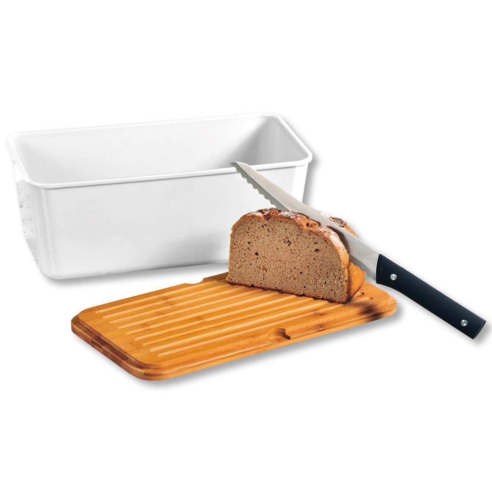 Brotbox Mit Holzdeckel Weiß Ca. 34/18/13,5 Cm - Naturfarben/Weiß, Basics, Holz/Kunststoff (34/18/13,5cm) - Kesper